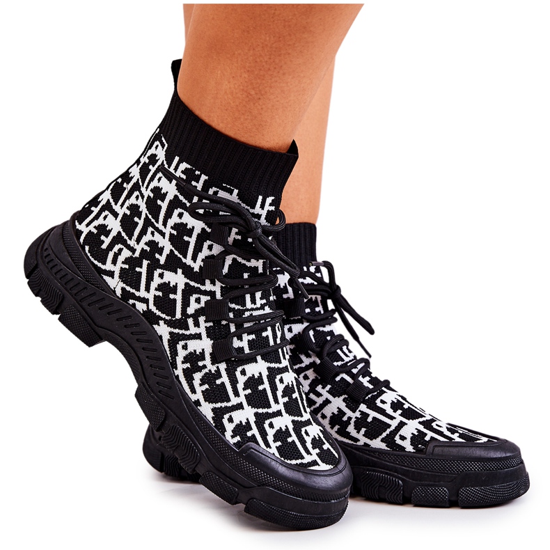 FM1 Černobílé sportovní ponožky Kandice Boty bílý černá