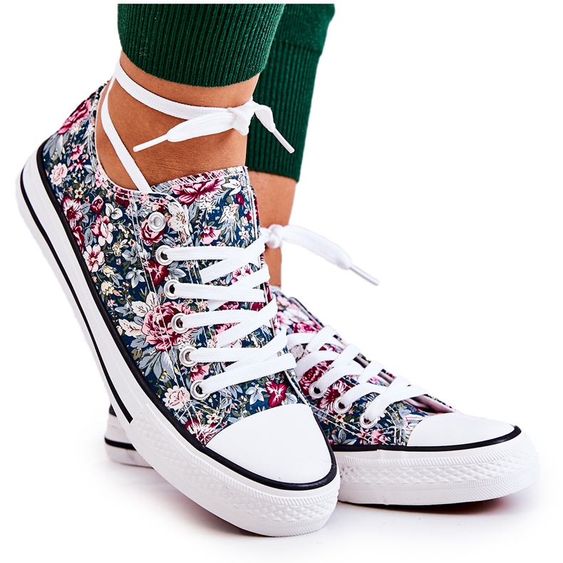 FS2 Nízké Tenisky Se Zelenými Květy Desiree zelená