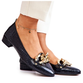 PA2 Kožené lodičky Snake Black Elissabeth černý