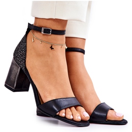 PA2 Kožené Sandály Na černém Lorene Baru černý