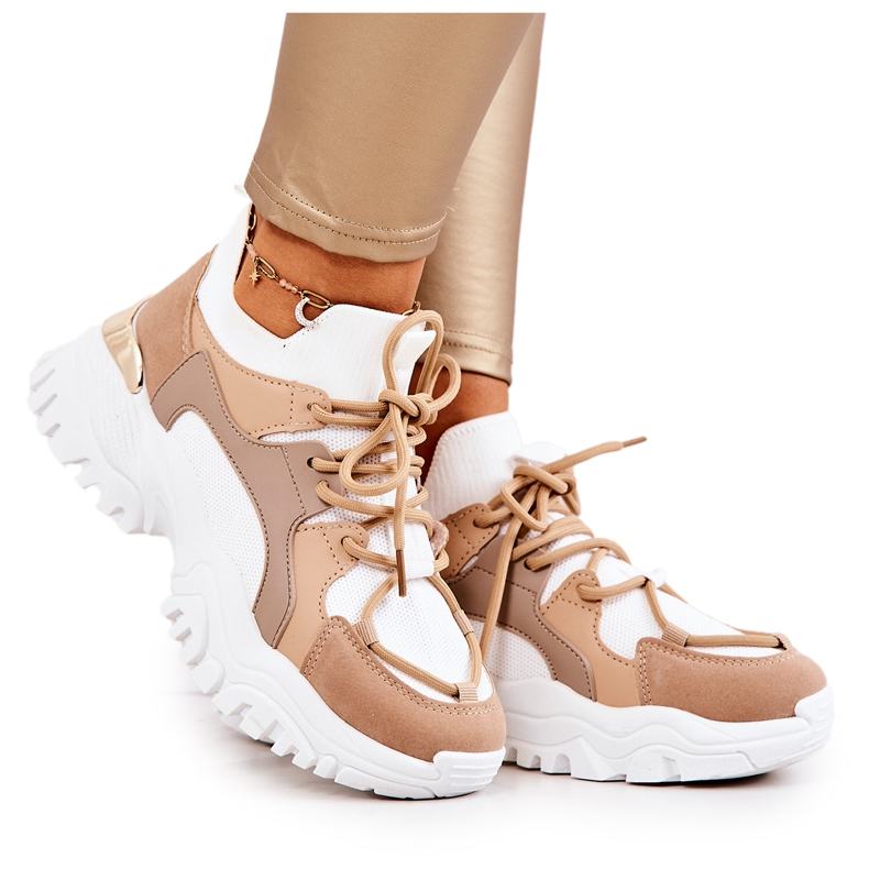 FS2 Sportovní obuv Tenisky Ponožky Béžová a bílá Colleen béžový bílý