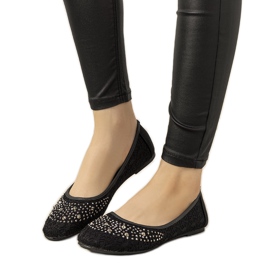 Růžové krajkové balerínky se zirkony East Side černá