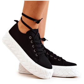 PS1 Tenisky Na Masivní černé A Bílé Platformě Suzane černá