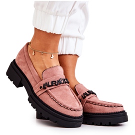 PL5 Suede Loafers Letters La.Fi Dirty Pink Jenefer růžový