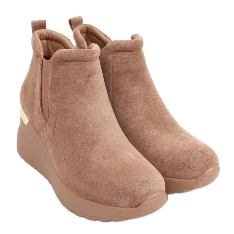 Kozačky na klínku Florens Khaki hnědý Kozačky na klínku Florens Khaki hnědý