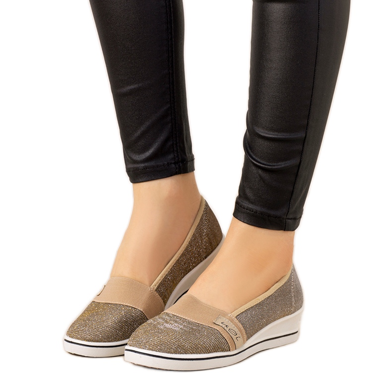 Tenisky na klínku Golden Burris zlatý Tenisky na klínku Golden Burris zlatý