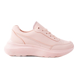 Ideal Shoes Pohodlné ekologické kožené tenisky růžový Ideal Shoes Pohodlné ekologické kožené tenisky růžový