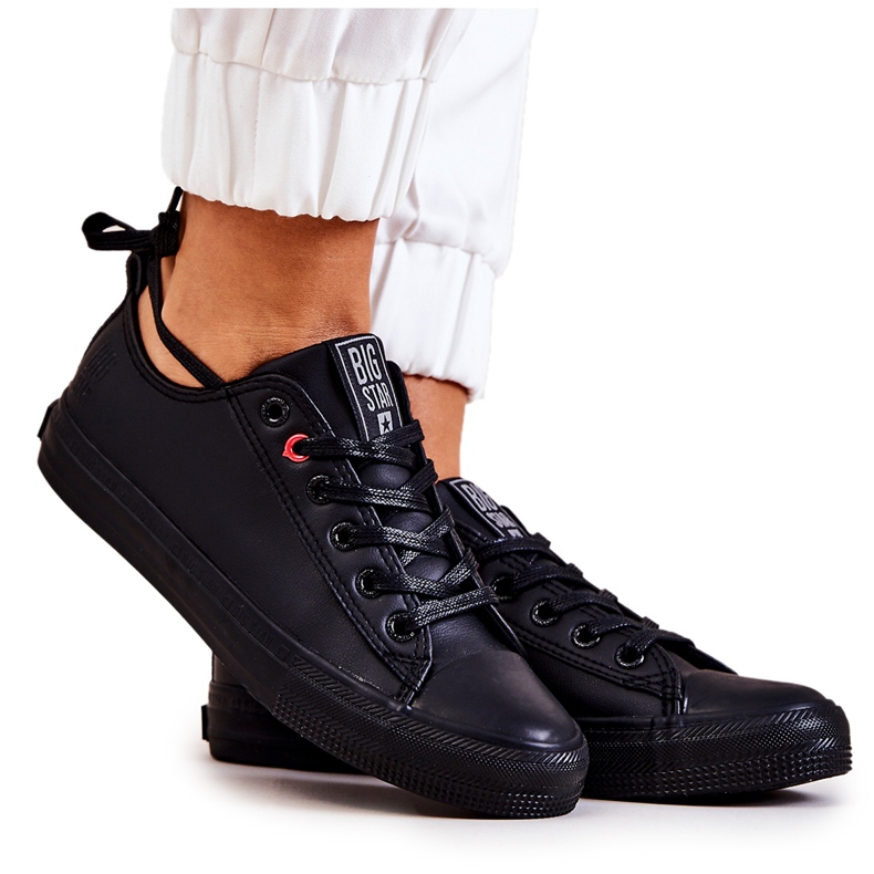 Nízké kožené tenisky Big Star JJ274006 černé černá
