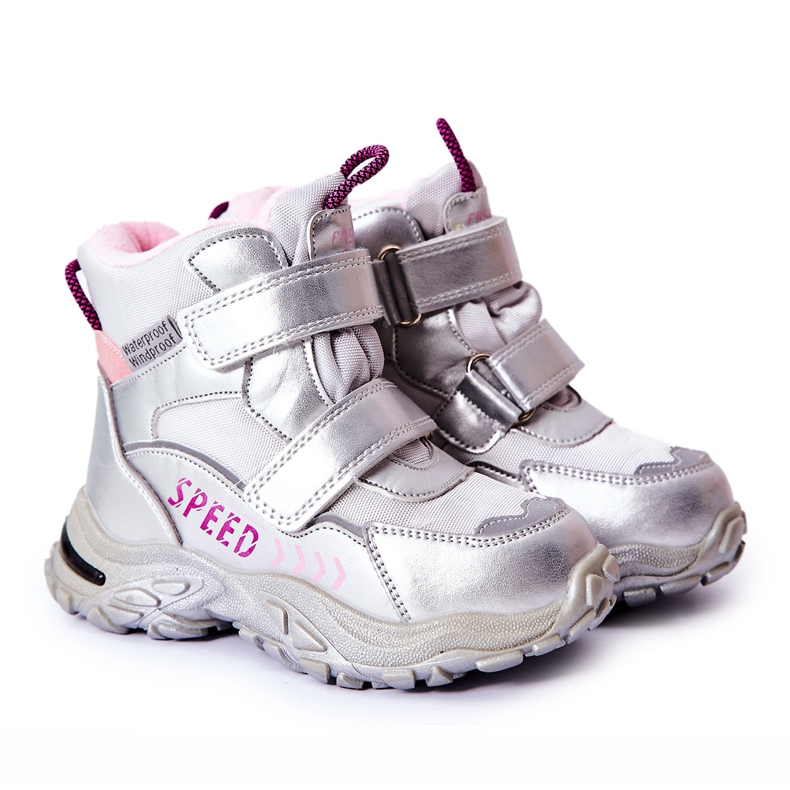 PJ2 Teplé sněhule se suchým zipem stříbrný Percy šedá