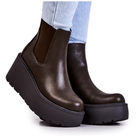 PS1 Teplé kozačky Tmavě zelené Montiano zelená