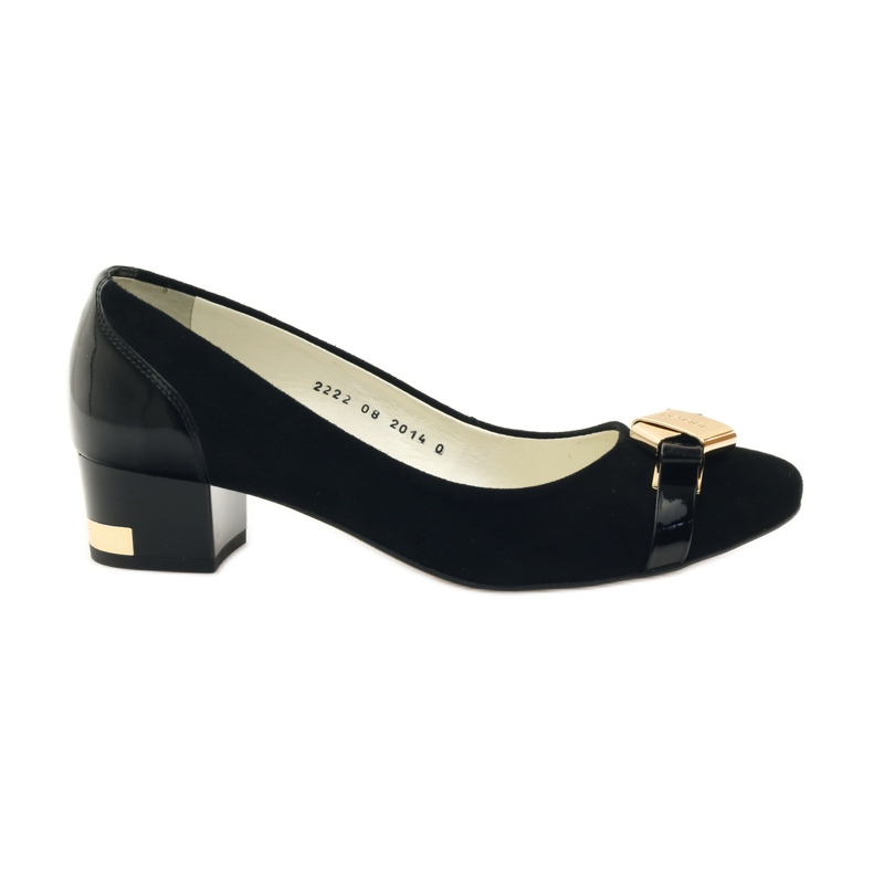 Černé lodičky se zlatým zdobením Neścior černá žlutá