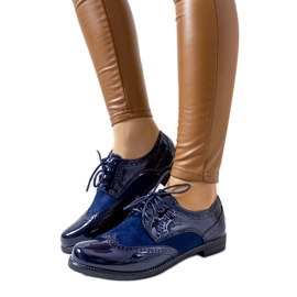 Námořnické lakované oxfordky z Holandska námořnická modrá