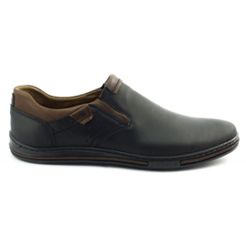 Polbut Černé pánské slip-on boty 401 hnědý černý