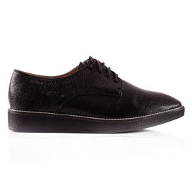 TRENDI Třpytivé boty na šněrování černý