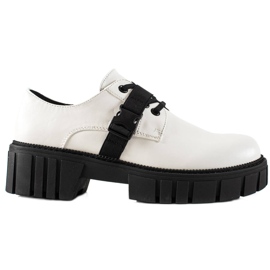 La.Fi Boty na platformě s přezkou bílý černý