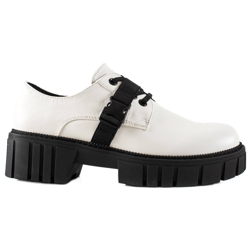 La.Fi Boty na platformě s přezkou bílý černá