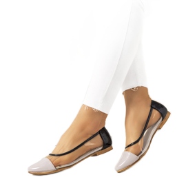 Fialové transparentní balerínky Pastella bezbarvý černá Fialové transparentní balerínky Pastella bezbarvý černá