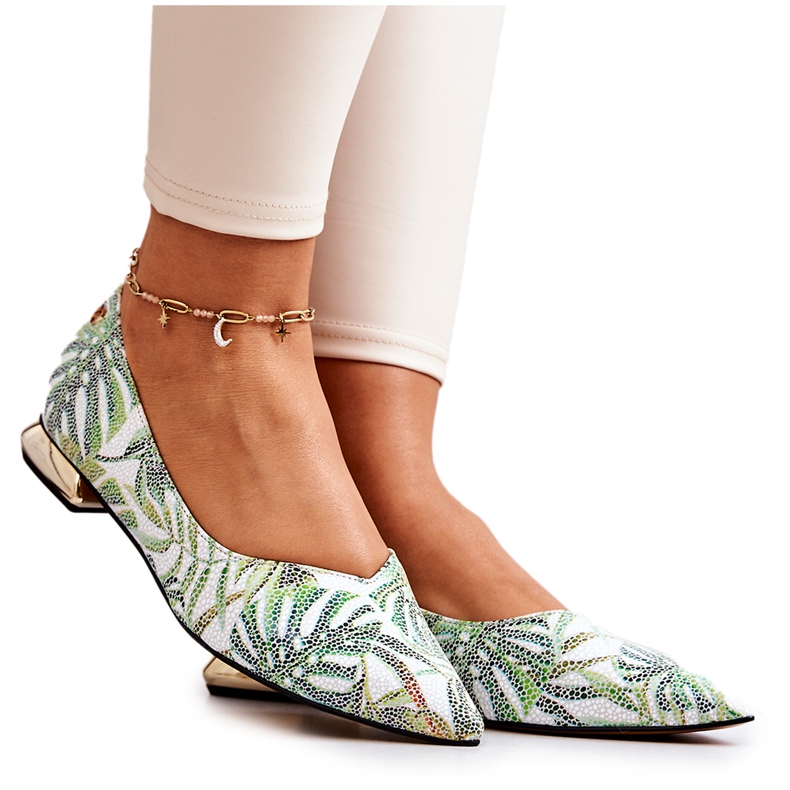 Dámské baleríny Laura Messi Leather Green 2193 vícebarevný zelená