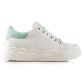 Ideal Shoes Klasické bílé tenisky bílý zelená Ideal Shoes Klasické bílé tenisky bílý zelená