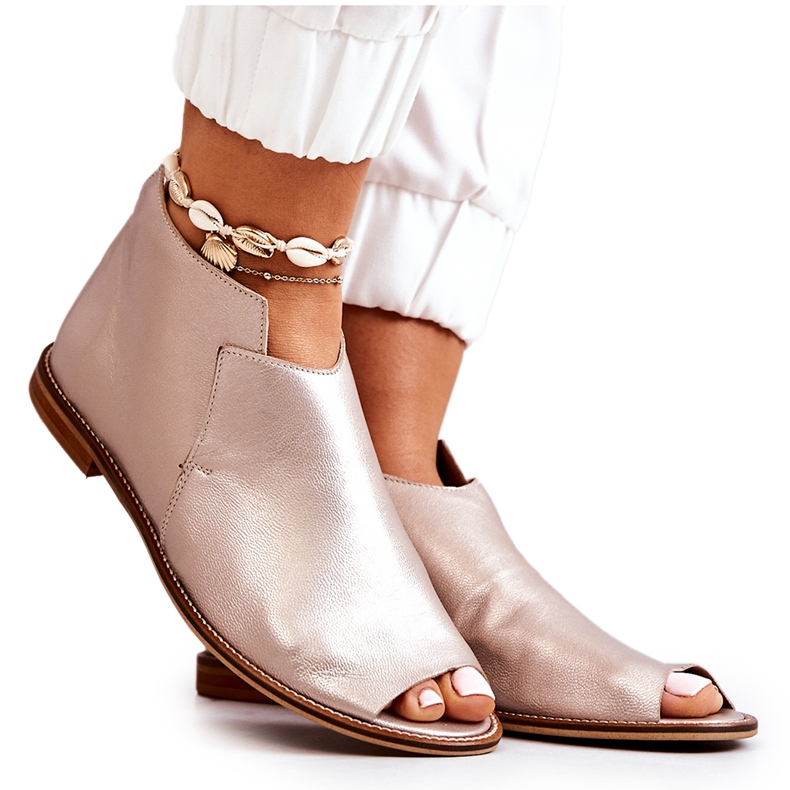 Kožené boty na podpatku Laura Messi Gold 2324 zlatý