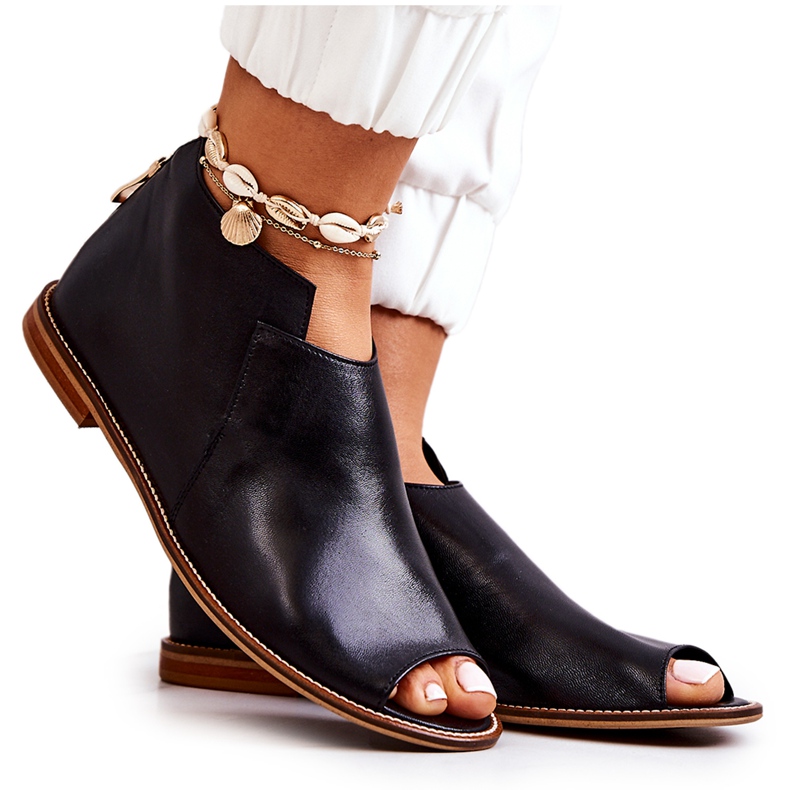 Kožené boty na vysokém podpatku Laura Messi Black 2324 černá