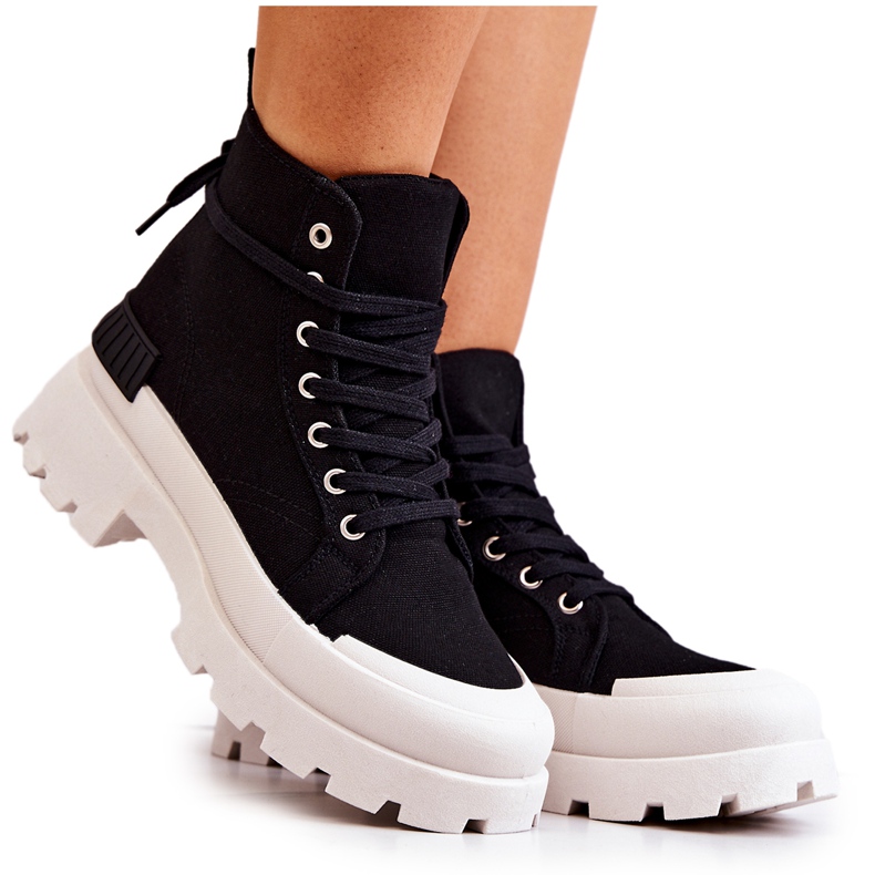 PS1 Věrné vázané černé boty černá