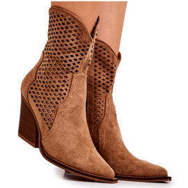 FB1 Prolamované Kovbojské Boty Na Příspěvku Camel Caroline hnědý