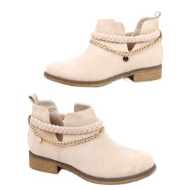 Vykrojené kozačky s řetízkem Cupro Beige béžový