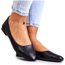 Kožené klasické balerínky černé černý