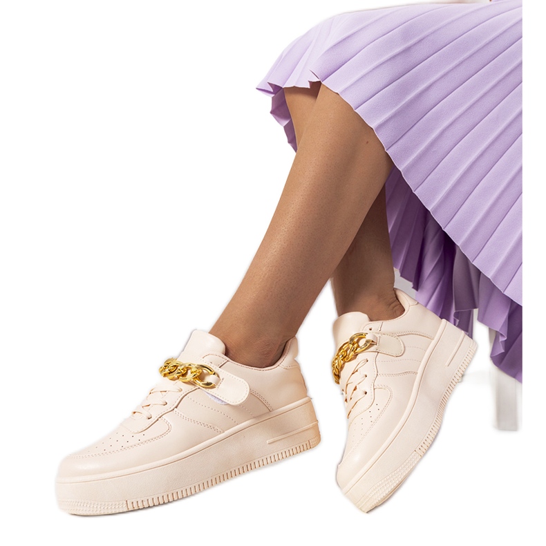 Růžové tenisky s řetízkem Memphis béžový