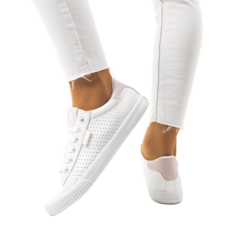 Dámské bílé tenisky Big Star HH274073 bílý růžový