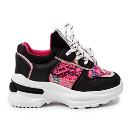 FR1 Černé sportovní boty Gabbie Snake Leather černý růžový