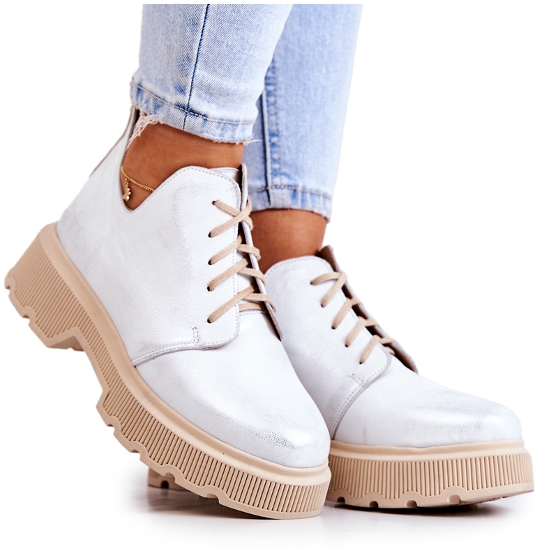 Brogues On The Massive Sole Nicole White-Silver 2701 bílý stříbrný