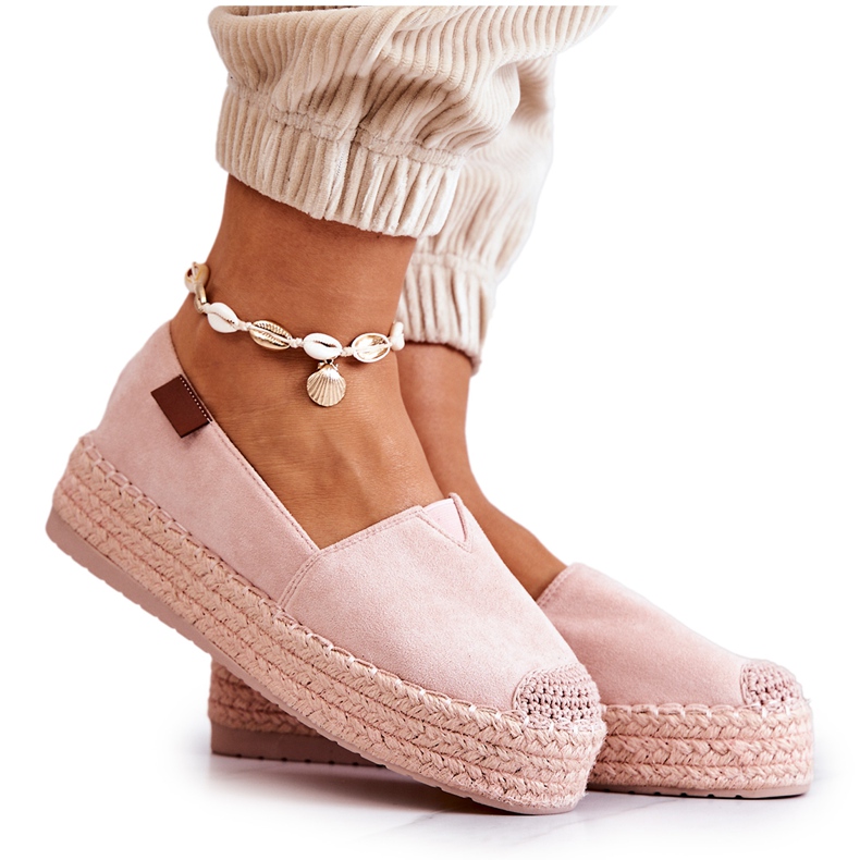 FB2 Nazouvací semišové espadrilky Pink Lesley růžový