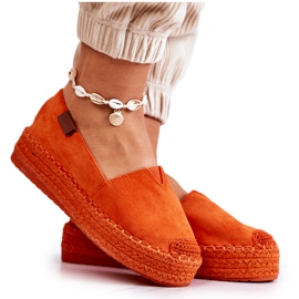 FB2 Nazouvací semišové espadrilky Lesley Orange pomerančový