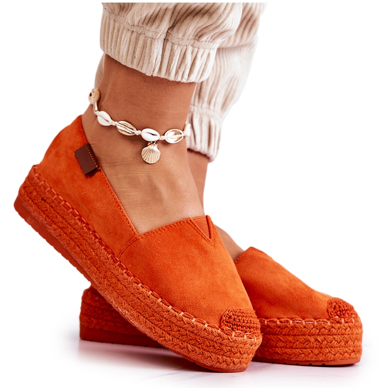 FB2 Nazouvací semišové espadrilky Lesley Orange oranžový