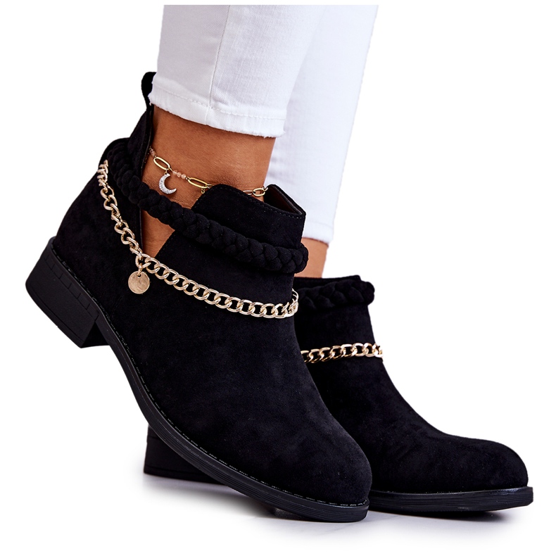 PS1 Semišové černé Boty S řetízkem Talitha černá