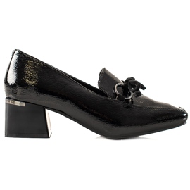 La.Fi Lakované polobotky na sloupku černý