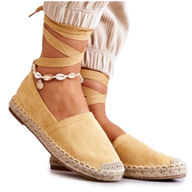 FB1 Vázané žluté Ismanne Suede Espadrilky žluť