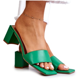 FJ1 Kožené Zelené Netty Sandály Na Vysokém Podpatku zelená FJ1 Kožené Zelené Netty Sandály Na Vysokém Podpatku zelená