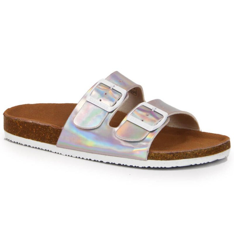 Pantofle s přezkami Big Star W HH274895 stříbrné stříbrný