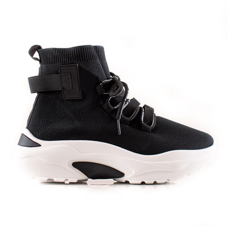 TRENDI Nazouvací tenisky s ponožkou černá TRENDI Nazouvací tenisky s ponožkou černá