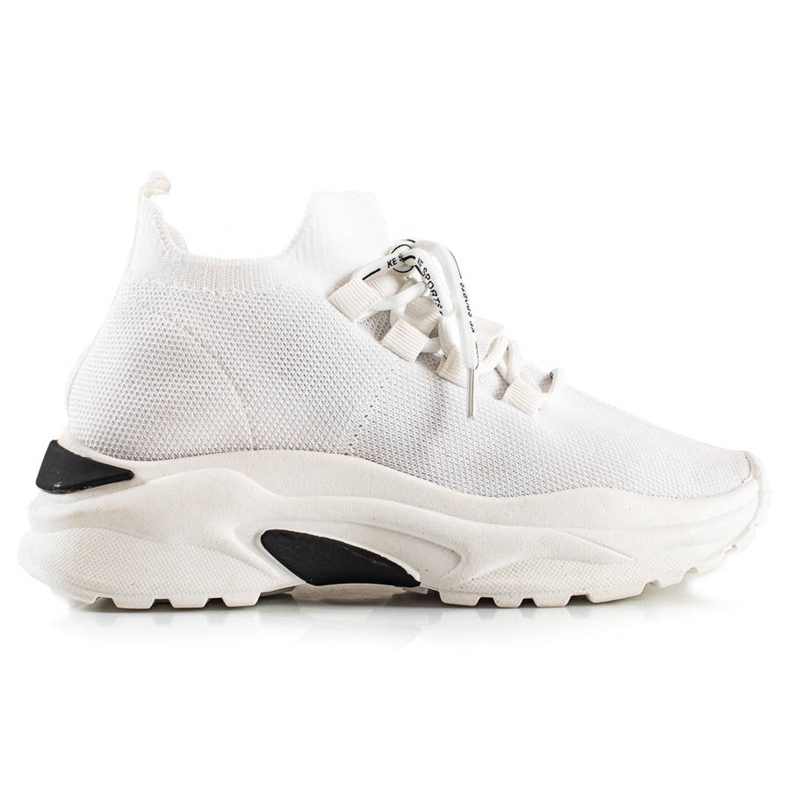 TRENDI Vázané Tenisky Na Platformě bílý