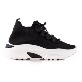 TRENDI Vázané Tenisky Na Platformě černý