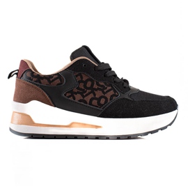 TRENDI Stylové tenisky na platformě hnědý černý