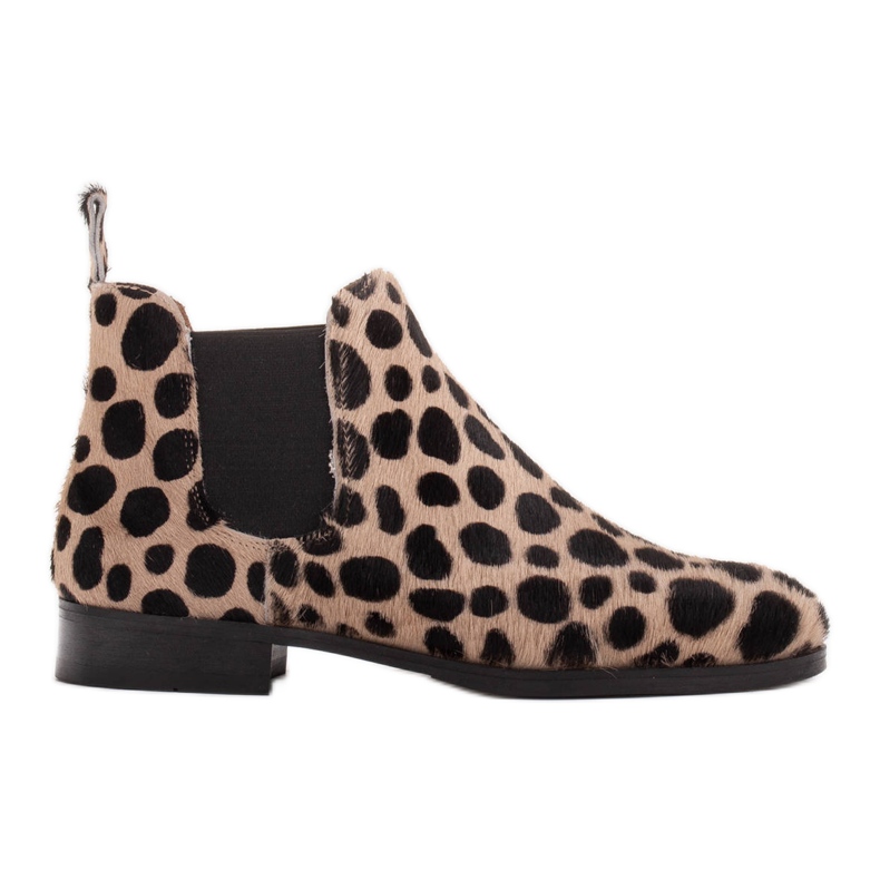 Marco Shoes Kožená botička s přírodním vlasem 2210B-1283-1 béžový