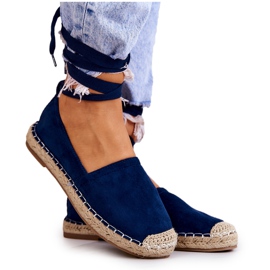 FB1 Ismanne Navy Blue Suede Espadrilky Vázané námořnická modř