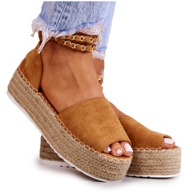 FB2 Sandály Espadrilky Na Platformě Camel Jeannie hnědý žluť