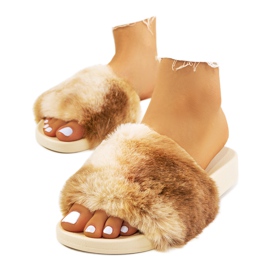 Béžové pantofle s kožíškem Adelma béžový