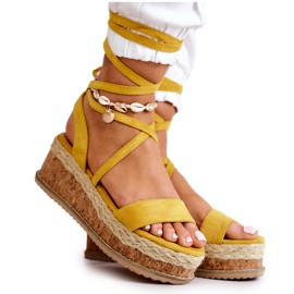 FB2 Semišové Espadrilky Na Klínových Sandálech žlutá Shanna žluť